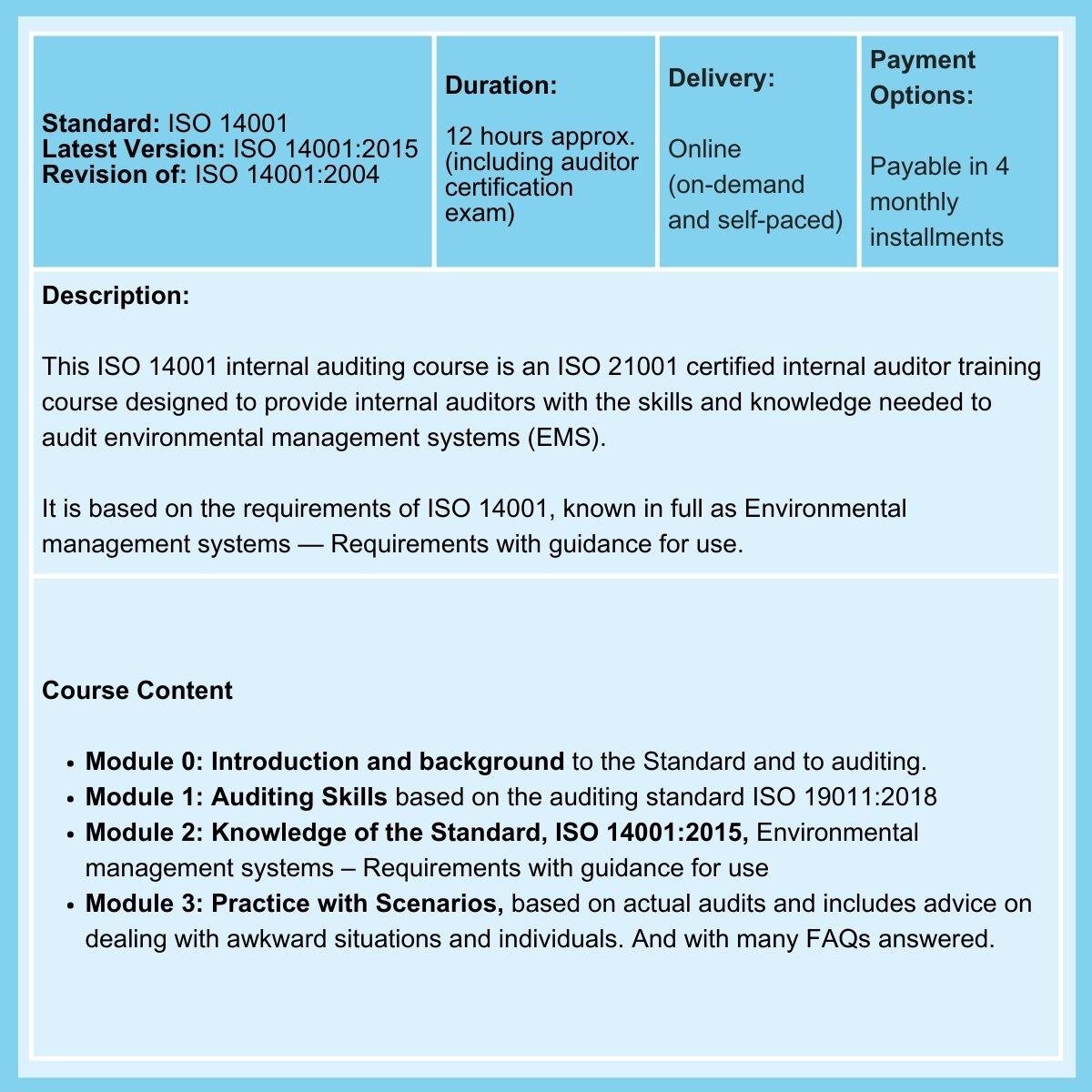 ISO 14001 Internal Auditor Training and Certification Course